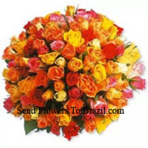 Bouquet de 100 roses de couleurs mélangées